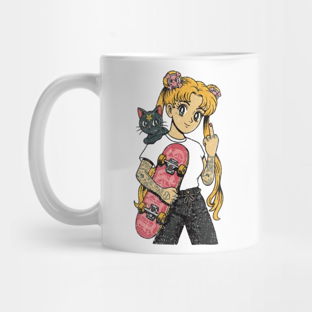 Skater Sailor From Hell – Edgy Anime Skateboard Girl by Wrongteeshirt